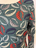 SEASALT CORNWALL DARK GREEN LEAF PRINT WINDOW BOX MIDI DRESS SIZE 10
