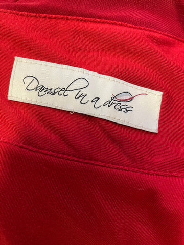 DAMSEL IN A DRESS RED SLEEVELESS LONG  EVENING DRESS  SIZE 12/14