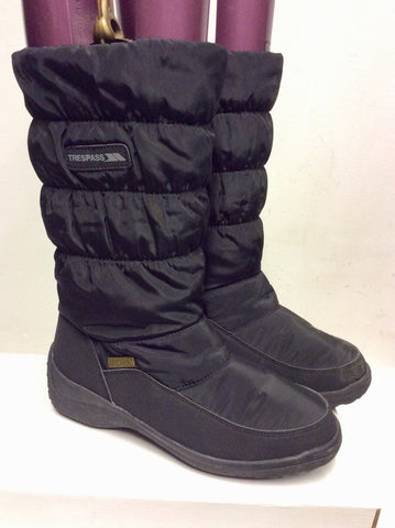 TRESPASS BLACK IZZIE CALF LENGTH SNOW BOOTS SIZE 4/37