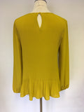 LUISA CERANO MUSTARD PLEATED LONG SLEEVE BLOUSE SIZE 12