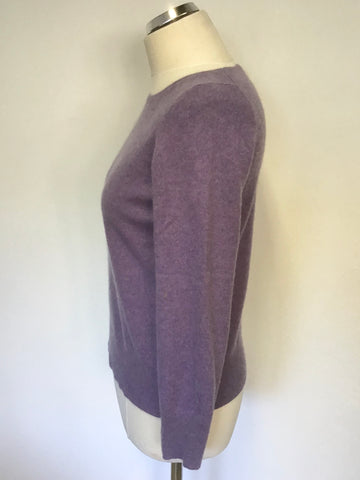 MARKS & SPENCER HEATHER PURE CASHMERE LONG SLEEVE CREW NECK JUMPER SIZE 12