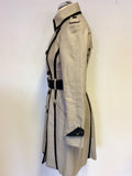 KAREN MILLEN BEIGE & BLACK TRIM TRENCH COAT SIZE 10