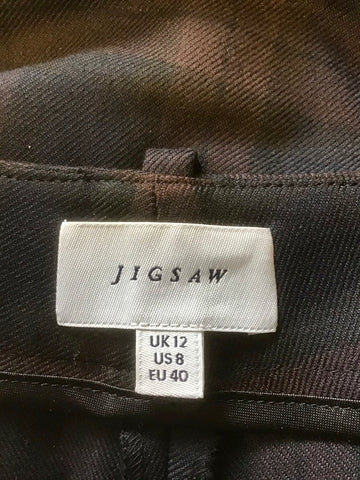 JIGSAW BLACK,DARK BLUE & BROWN CHECK TROUSERS SIZE 12