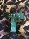 RALPH LAUREN BROWN LEOPARD PRINT STRETCH DRAPED WRAP DRESS SIZE 16