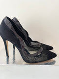 KAREN MILLEN BLACK LACE & LEATHER TRIM SPECIAL OCCASION HEELS SIZE 6/39