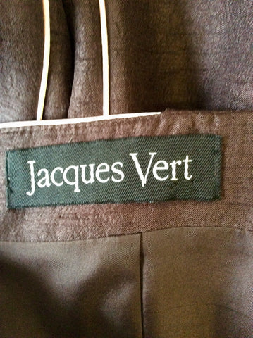 JACQUES VERT BROWN & IVORY TRIM STRAPPY DRESS SIZE 12