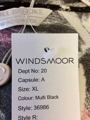 BRAND NEW COLEBROOKE BY WINDSOR BLACK & MULTI COLOURED PRINT CARDIGAN/JACKET SIZE XL