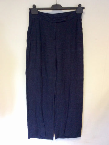 HOBBS DARK BLUE LINEN TROUSERS SIZE 8