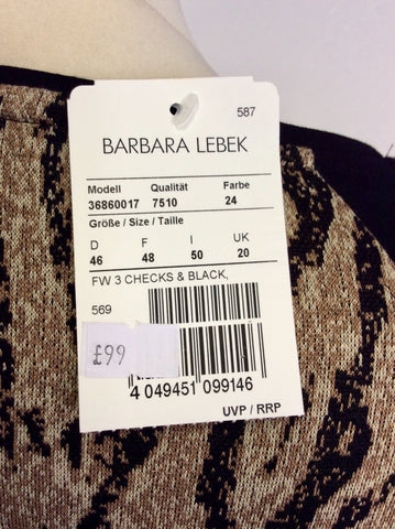 BRAND NEW BARBARA LEBEK BLACK & BROWN PRINT STRETCH DRESS SIZE 20