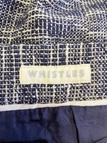 WHISTLES NAVY & WHITE TWEED A LINE SKIRT WITH POCKETS SIZE 14