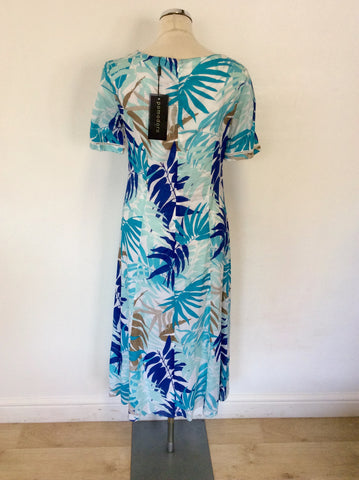 BRAND NEW POMODORO AQUA PALM PRINT COTTON DRESS SIZE 10