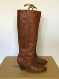 FRENCH CONNECTION TAN LEATHER KNEE HIGH HEELED BOOTS SIZE 5/38