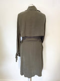 NINE BY SAVANNAH MILLER KHAKI GREEN TIE BELT TRENCH COAT SIZE 14