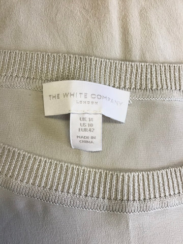 THE WHITE COMPANY PALE GREY SILK WITH KNIT SLEEVES TOP/ JUMPER SIZE 14
