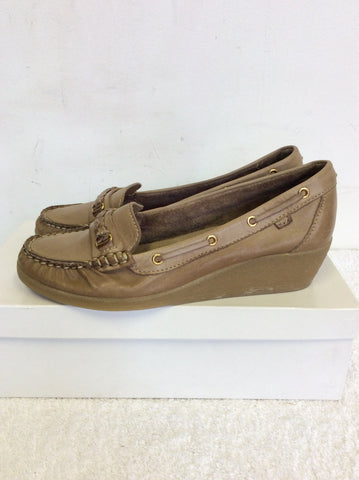 MODA IN PELLE LIGHT BROWN LEATHER WEDGE HEELS SIZE 4/37