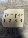 JUMPER 1234 GREY & YELLOW STAR DESIGN 100% CASHMERE LONG SLEEVE JUMPER SIZE L