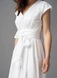 BRAND NEW THE SHIRT COMPANY ADELAIDE WHITE COTTON TIE BELT FIT & FLARE DRESS SIZE 12