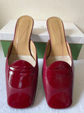 KATE SPADE NEW YORK PAULA RUBY RED LEATHER SLIP ON MULES SIZE 6.5/39.5