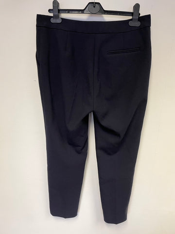 JAEGER NAVY BLUE ANKLE GRAZER TROUSERS SIZE 10