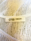 CREA CONCEPT OFF WHITE FINE OPEN KNIT SLEEVELESS LONG CARDIGAN SIZE 36 UK 10