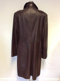LAKELAND DARK BROWN LEATHER KNEE LENGTH COAT SIZE 20