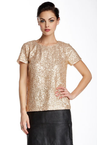 BRAND NEW FRENCH CONNECTION GOLD SEQUIN TOP & MATCHING JACKET SIZE 8
