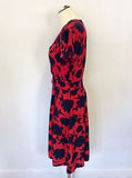WHISTLES RED & NAVY BLUE SILK SHORT SLEEVE DRESS SIZE 8