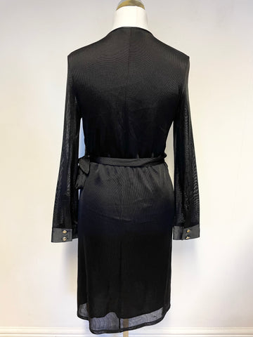 MARKS & SPENCER AUTOGRAPH BLACK LONG SLEEVED WRAP DRESS SIZE 14
