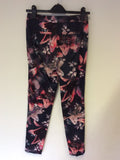 COAST BLACK & PINK FLORAL PRINT CAPRI PANTS SIZE 8