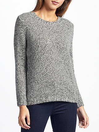 JOHN LEWIS WEEKEND COLLECTION BLACK & WHITE WEAVE 100% DONEGAL CASHMERE JUMPER SIZE 14