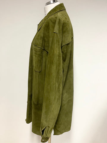 GALERIE BIRKEMEYER OLIVE GREEN SUEDE SHIRT/ JACKET SIZE XL