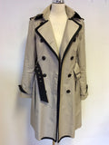KAREN MILLEN BEIGE & BLACK TRIM TRENCH COAT SIZE 10