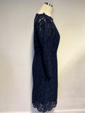 JIGSAW TEAL BLUE 3/4 SLEEVE LACE PENCIL DRESS SIZE 12