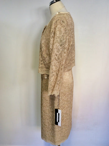 BRAND NEW DRESS CODE BY VEROMIA CHAMPAGNE LACE DRESS & JACKET SIZE 20