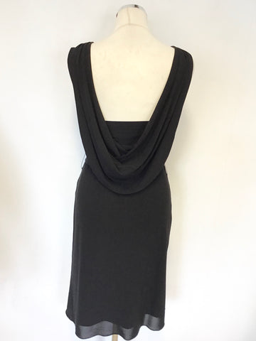 COAST BLACK LOW COWL BACK SLEEVELESS PENCIL DRESS SIZE 10