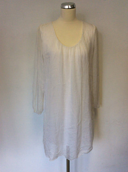 BRAND NEW VIVA LA MODA WHITE SILK SHIFT DRESS ONE SIZE