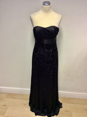 MONSOON BLACK & SILVER GREY LINED STRAPLESS MAXI DRESS SIZE 10