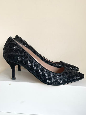 JIGSAW CHICAGO BLACK SEQUINNED HEELS SIZE 7/40