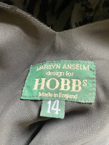 HOBBS BLACK EMBOSSED PATTERNED SLEEVELESS OCCASION  DRESS SIZE 14