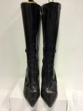 KAREN MILLEN BLACK LEATHER & HORSE BIT TRIM BOOTS SIZE 6/39