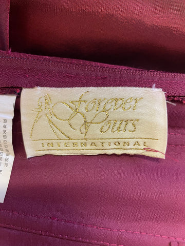 FOREVER YOURS DEEP RED TAFFETA JEWEL EMBELLISHED LONG EVENING DRESS/ BALL GOWN SIZE 10