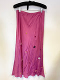 BODEN RASPBERRY PINK FLOWER TRIMMED 100% SILK MIDI SKIRT SIZE 14L