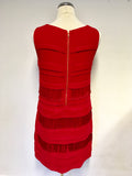 MARKS & SPENCER AUTOGRAPH EXCLUSIVE RED FRINGE TRIM SHIFT DRESS SIZE 10