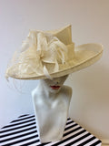EMMA B BY BALFOUR HATS IVORY & WHITE FEATHER TRIM FORMAL HAT