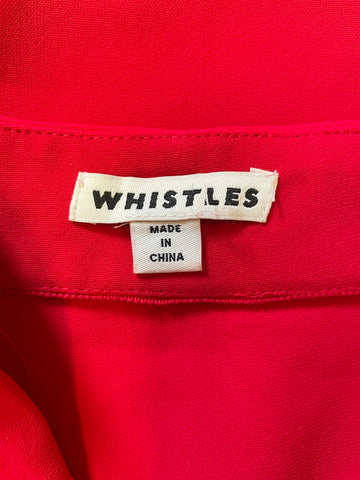 WHISTLES RED V NECK CAP SLEEVED SHIFT DRESS SIZE 10