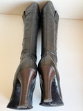 RIVER ISLAND BLACK LEATHER KNEE LENGTH BOOTS  SIZE 5/38