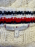 TOMMY HILFIGER RED,IVORY & NAVY BLUE CABLE KNIT JUMPER SIZE S