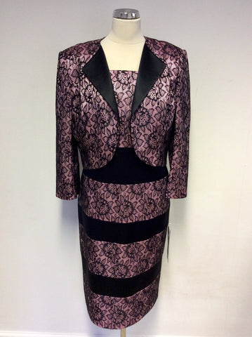 BRAND NEW DRESS CODE BY VEROMIA PINK & BLACK LACE DRESS & JACKET SUIT SIZE 18