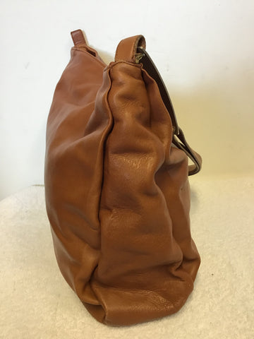 LUIS ESTEVE CHESTNUT BROWN LEATHER SHOULDER BAG
