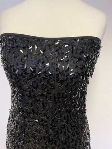 KDK LONDON BLACK SEQUINNED SLEEVELESS LONG EVENING DRESS SIZE 10
